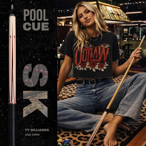 Pool Cue Stick for Adults, 58" Inch Pool Cue with 12.5mm Tip Hard Maple 2-Piece Billiard Cue Stick Beginner Pool Cue - color: White