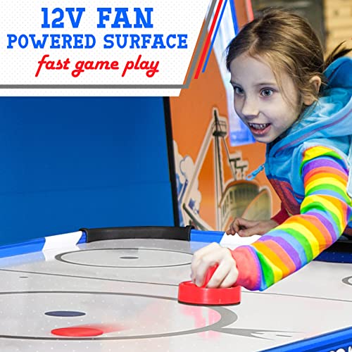 SereneLife Full Size Foosball & 58" Air Hockey Tables, Soccer Set with Accessories