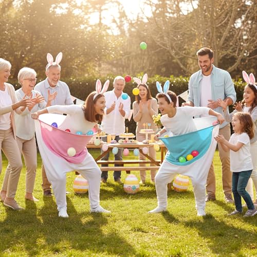 22 Pcs Granny Pant Yard Game Easter Game Set Giant Bunny Pant Easter Egg Ear Headband for Family Reunion Gathering Yard Backyard Lawn Outdoor Indoor Carnival Party Activity Supply