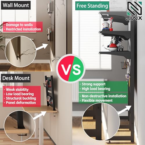 JWX DDB Gaming Standing Shelf Units, 30‘’ Free Standing Gaming Shelf Pegboard Cabinet with Home Office Metal Pegboard and 15 Pieces Organizer Tool Holders - color: Frosted Black