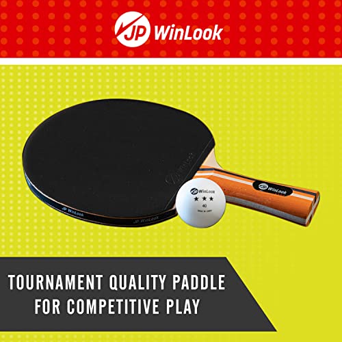 JP WinLook Ping Pong Paddles Sets - Portable Table Tennis Paddle Set with Ping Pong Paddles Professional Case & Ping Pong Balls - Premium Table Tennis Racket Player Set for Indoor & Outdoor Games - style: Red/Black 4 Paddle Set