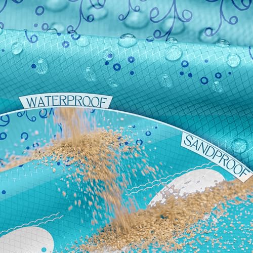 BYDOLL Beach Blanket Waterproof Sandproof Large Sand Free,78''X81''/10'X9' Oversized Sandless Lightweight Blanket Picnic Mat for Beach Travel Camping Hiking with Stakes - color: Sea, size: 78"X81"