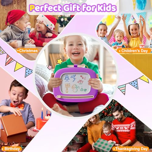 Kikidex Toddlers Toys Age 1-3, Magnetic Drawing Board, Doodle Board Pad Learning and Educational Toys for 1 2 3 Year Old Baby Kids Birthday Gift (Purple) - color: Purple