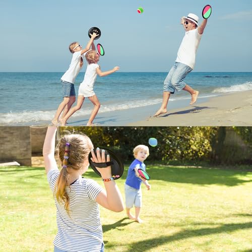 Aneco Toss and Catch Paddle Game Set Disc Paddles and Toss Ball Sport Game with Storage Bag, 6 Paddles and 6 Balls - color: Black