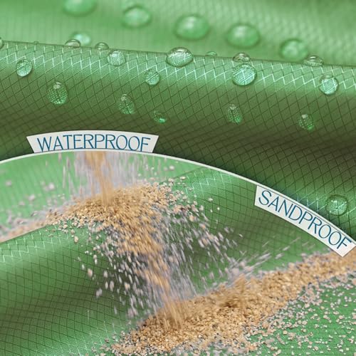 BYDOLL Beach Blanket Waterproof Sandproof Large Sand Free,78''X81''/10'X9' Oversized Sandless Lightweight Blanket Picnic Mat for Beach Travel Camping Hiking with Stakes - color: Army Green, size: 78"X110"