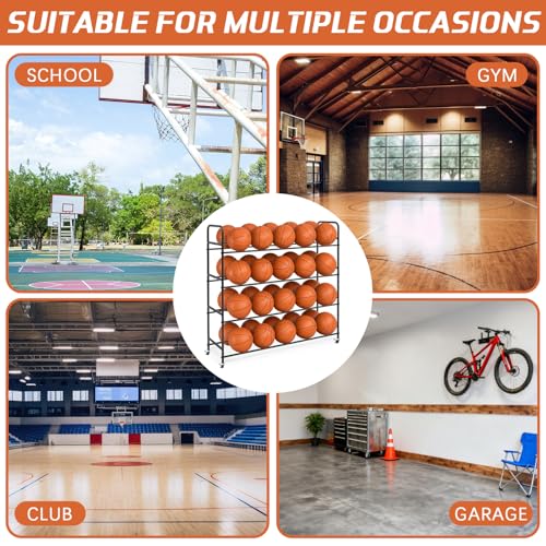 Colingmill Heavy Duty Basketball Rack with Wheels, Multi-tier Rolling Ball Storage Cart, Sports Equipment Organizer for School, Gym, Club Shoot Training(55 x 14 x 47 Inches,40 Balls)