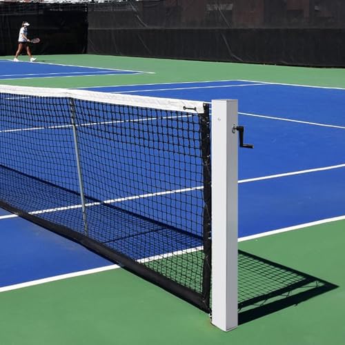 Katop In Ground Tennis Net Set, 4” Square Aluminum Posts & Heavy Duty Double-Layer Tennis Net, Unique Built-in Winder Design, Sturdy and Durable, Follows ITF Standards - style: Only Posts