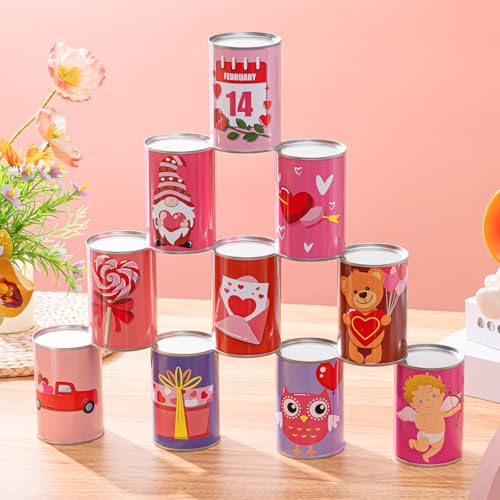 Libima 13 Pcs Valentines Day Game Carnival Party Bean Bag Toss Sturdy Knockdown Outdoor Can Party Game with 10 Tin Cans and 3 Bean Bags for Outdoor and Indoor(Pink)
