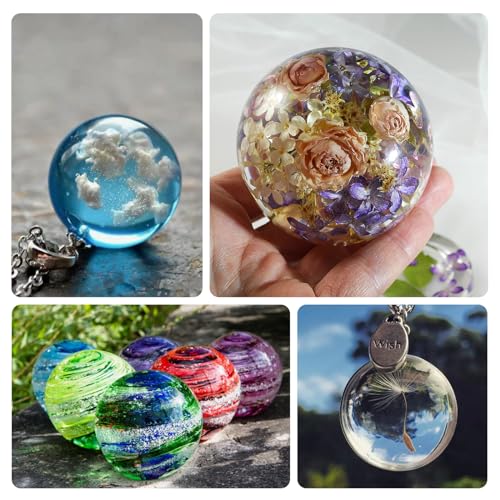 KISREL Sphere Resin Molds, 8 PCS Sphere Silicone Mold, Upgraded 3D Seamless Epoxy Molds,Large Ball Shape Flower Resin Mold for Home Decor, Flowers Preservation - size: Sphere Resin Molds - 8pcs