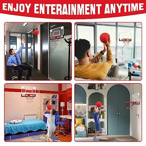 Indoor Mini Basketball Hoops Backboard with Powerful Suction Cups,Wall Mounted Door Basketball Hoops,Toys with Balls Gifts for Kids Boys Teens (43x30CM) (Black-White-1) - color: Black-white-1