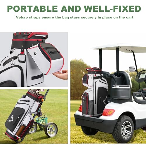 uniHimal T-Lock Golf Cart Bag with Quiet 14-Way Full-Length Divider Top | Golf Bag for Men with Magnetic Pocket, Cooler Pocket, Handle and Rain Cover - color: White
