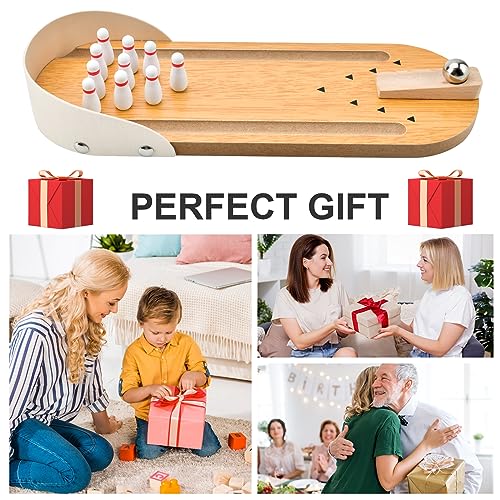 Tabletop Mini Bowling Game Set: Funny White Elephant Gifts for Adults Men Women Christmas Stocking Stuffers for Teens Boys Girls Kids Wooden Home Bowling Alleys Office Desk Toys Stress Relief Gadgets