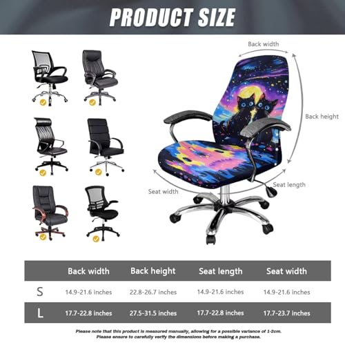 Cat Office Chair Cover, Water Resistant Computer Desk Chair Cover High Back Universal Executive Boss Chairs Covers Washable Desk Rotating Chairs Slipcovers - color: Cat 3, size: Large