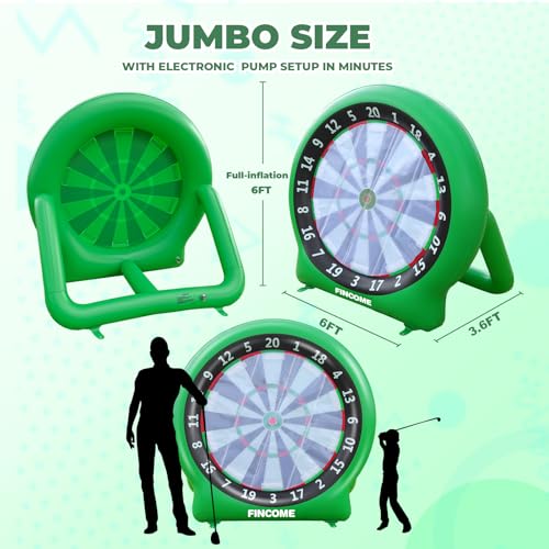Giant Inflatable Dartboard, Kick Darts Outdoor Indoor Soccer Dartboard Game Golf Dart Throw Darts with Pump, Giant Dart Board Target Yard Games for Kids & Adults 20+Games - style: Green Dartboard