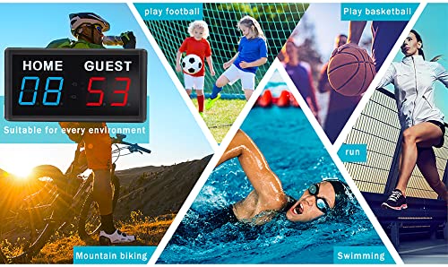Score Keeper Portable Led Digital Electronic Scoreboard with Remote for Sports Games Volleyball Table Tennis Baseball Basketball Scoreboards Home Guest (1.8inch)