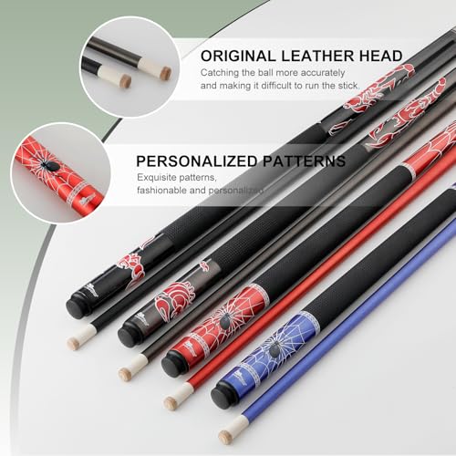 HMQQ 58" 2-Piece Fiberglass Graphite Composite Billiard Pool Cue Sticks (Several Colors Available, Weight from 19oz 21oz) - color: Black, style: 19oz