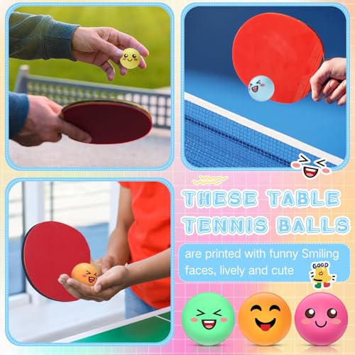 24 Pcs Novelty Table Tennis Balls 3 Special Emotion Face Cute Table Tennis Balls Accessories for All Golfers Birthday Fun Gift Game Art Pet - color: Multicolor