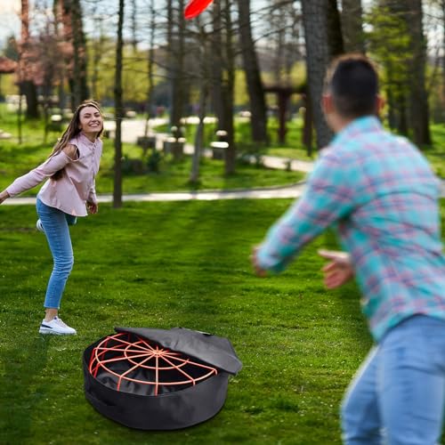Arrowbash Disc Golf Basket Carrying Bag 26.8''D x 8.4''H Portable Golf Basket Transit Bags Water Resistant Oxford for 12 Chain or 24 Chain Golf Targets Basket Storage, Black (Basket Not Included)