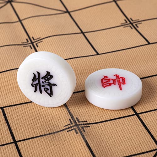 Xiangqi Portable Chinese Chess Board Game Set, 15-inch Beige Chess Board with Black Sling Bag Carrying Case, Family Games for All Ages (XQ-1001)