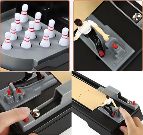Tabletop Bowling Game Set, 10-Pin Alley, Mechanical Play, 6+ | Large 25.5” Bowling Toy, Side-track Return, Easy Pins Setup, Spare Parts, No Batteries, Gift for Kids & Adults, Family Fun