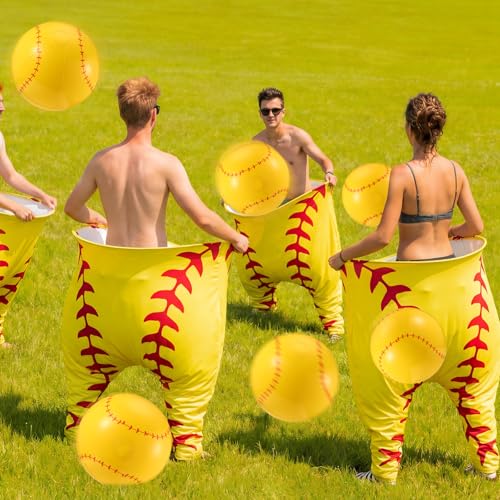 Shappy Granny Pants Yard Game, 2 Pcs 31.5 x 39.5 Inches Big Softball Granny Pants with 8 8 Inch Bouncy Balls 2 Pump Giant Softball Outdoor Game for Family Reunion Team Building Picnic Field Day - style: Softball