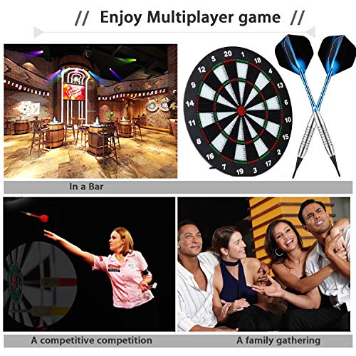 Darts Plastic Tip Set - 18g 21g Colorful Rainbow Soft Tip Darts 50 Anti-Loose O-Rings 6 Shaft (Aluminum/Nylon 45mm) 6 Durable Flights Extra 50 Soft Tips Electronic Dartboard - color: Blue-DARTB