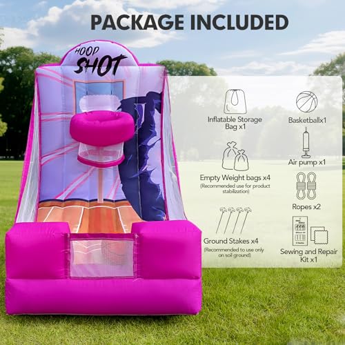 Inflatable Basketball Hoop Carnival Game with Built-in Blower – Portable Sports Game for Backyard Party, School Carnival & Family Fun Event - style: Basketball Hoop