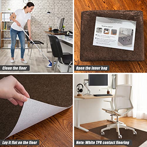 Sycoodeal Office Chair Mat for Hardwood Floor,Office Computer Gaming Chair Mat for Tile Floor,Large Floor Protector Rug,Anti-Slip,Easy to Clean,Coffee(48"x55")