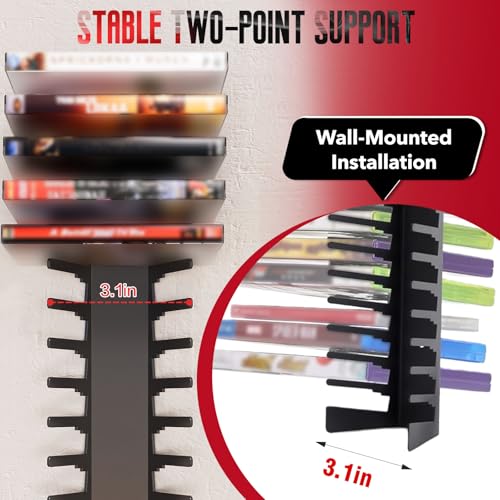 Ebrima 4 Packs Video Game Storage, Metal Media Storage Shelf, 72 Compartments, Wall Mount Storage Rack for Game Organizer