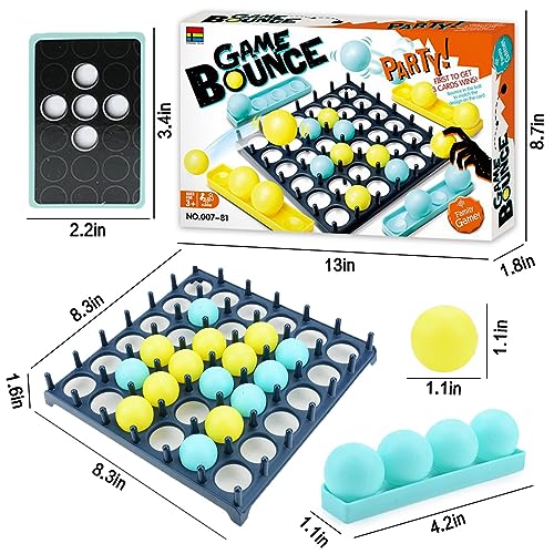 Bounce Ball Game with Family, Adults, Teens and Children, Connect Ball Board Games Table Game Toys, with 9 Cards with Different Patterns, 16 Balls and 1 Game Grid, the Perfect Holiday Toy for Kid