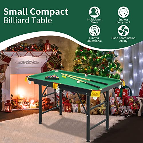 OLAKIDS Portable Folding Billiards Table with 2 Billiard Cues, Ball, Triangle Rack, Brush, Chalk, 47 Inch Game Pool Table for Kids Adults Family Office