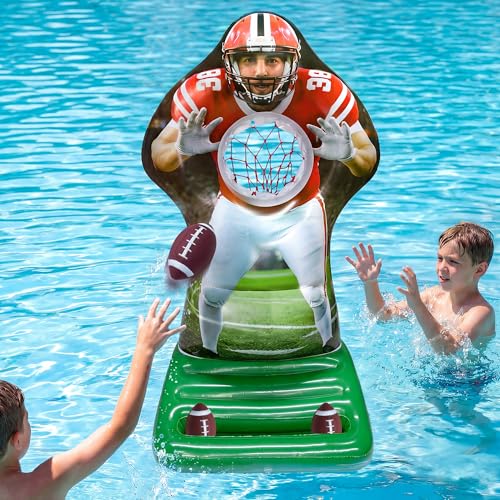 Pool Games Set, Inflatable Football Toss Pool Game, Floating Summer Pool Game for Kids Adults & Teens, Water Toys for Swimming Beach Backyard, Outdoor Family Party Fun Toys Gift for Boys Girls