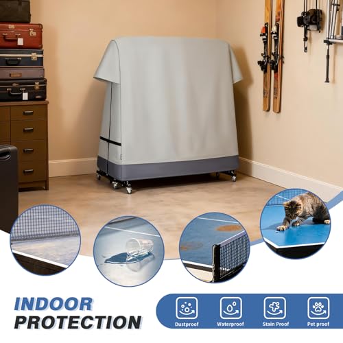 Ping Pong Table Cover Outdoor Waterproof, Dual Function Table Tennis Cover Fits Both Folding Tables and Flat Tables Indoor & Outside 68" L x 6"/30" W x 62" H - color: Beige