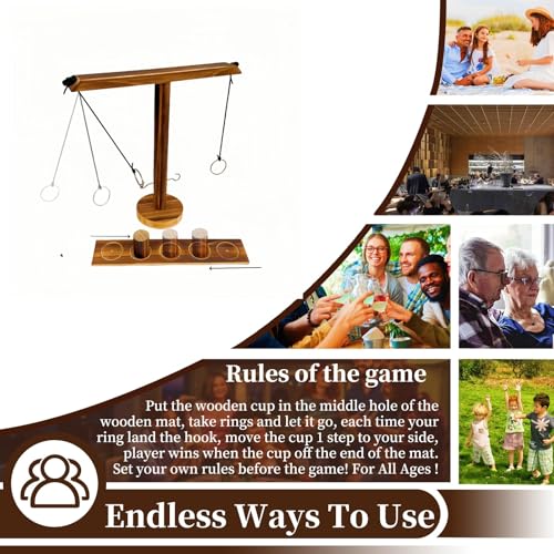 Ring Toss Games for Adults, Yard Games, Patio Decor, Outdoor Indoor Games, Wooden Hook and Ring Game for Bars,Party,Home