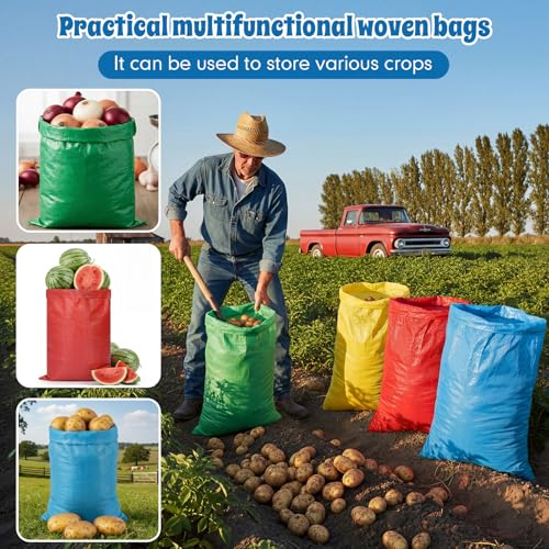 24 Pack Potato Sack Race Bags Large Size Race Bags for Family Activities Outdoor Games Sack Races Bag Reusable Vegetable Produce Bag for Adults Outdoor Sports Activities Tomato Storage