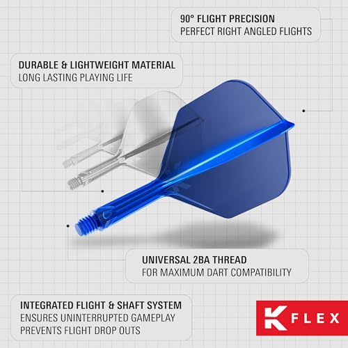 Target Darts K Flex Integrated Dart Flight and Shaft, No.6 | 3-Pack K-Flex - No. 6, Kflex Precision-Molded 2-in-1 Dart Flights and Dart Shaft | Professional Dart Accessories - color: Blue, size: Medium (33mm)