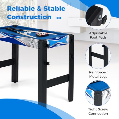 GYMAX Multi Game Table, 6 in 1 Combo Game Table with Basketball, Air Hockey, Pool Table, Ping Pong, Shuffleboard and Bowling, Game Tables for Game Room, Home, Family