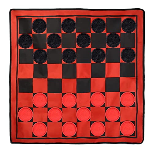 Win SPORTS 3 in 1 Giant Checkers Game Set,Super Tic Tac Toe,Including Reversible Rug with 24 Checkers,Indoor and Outdoor Activity for Kids or Adults,Board Game,Yard Game - style: Summer