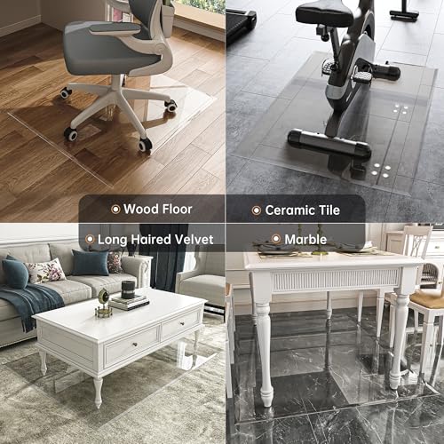 48“x36” Beveled Edge Tempered Glass Chair Mat, 5MM Thick, 1000Lbs Weight Capacity, Clear Ultra-Smooth, Suitable for Hardwood Floors & Carpet, Anti-Scratch Anti-Yellow, Home Office Use - size: 48“x36”