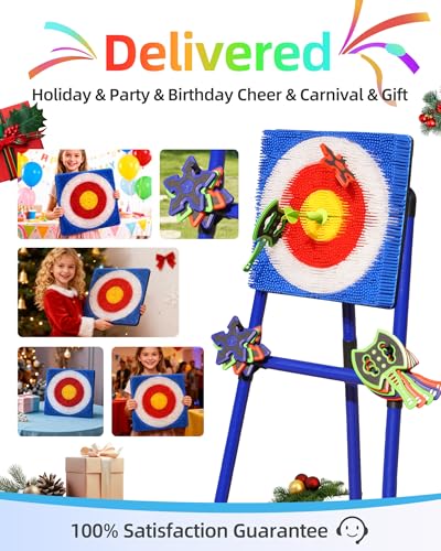 Axe Throwing Game for Backyard with Bristle Target & 12 Throwing Axes Set, Indoor & Outdoor Games for Adults, Kids & Family, Yard Games Toys, Axe Throwing Target,Dart Board,Carnival Games(Blue)
