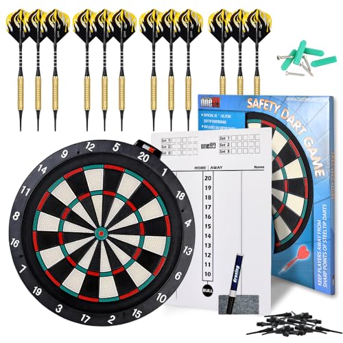 ONE80 Dartboard 18' Plastic Board with 12 Soft Tip Darts, 20 Extra Tips, Mounting Kit - style: S Dartboard II