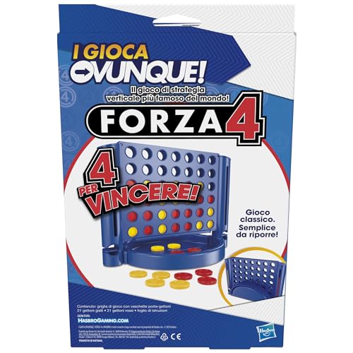 Hasbro Gaming Forza 4, I Play Anywhere, Portable Game, Travel Board Games for Children and Girls Ages 6 and up, Vertical Strategy Toy for 2 Players