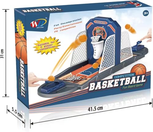 Desktop Basketball Arcade – Interactive Finger Shoot Game with Auto-Scoring & Portable Court | 24" Mini Hoop for Kids Adults Family Game