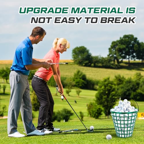 Halloscume 2 Pcs Golf Ball Basket, Small/Large Can Hold 50/75/100 Balls Golf Container with Handle Holder Contain Stadium Accessories Storage Bucket for Sport Practice (10 x 10 Inch,Green) - size: 100