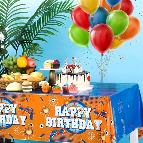 Tatuo 6 Piece Dart Battle Tablecloth Dart Battle Table Cover Gun Game Themed Rectangle Plastic Table Cover Party Supply for Gunfight Game Theme Birthday Party, 54 x 108 Inches