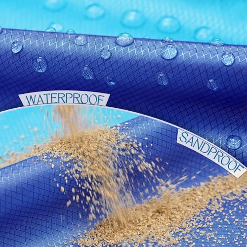 BYDOLL Beach Blanket Waterproof Sandproof Large Sand Free,78''X81''/10'X9' Oversized Sandless Lightweight Blanket Picnic Mat for Beach Travel Camping Hiking with Stakes - color: Blue2 Mix, size: 10'X9'