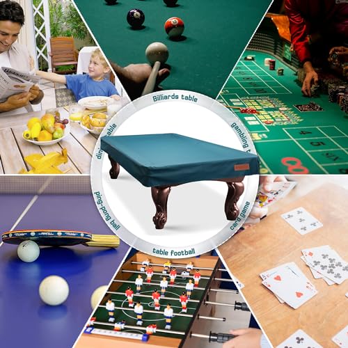 K-Musculo Heavy Duty Pool Table Cover, Waterproof Leatherette Billiard Table Cover with Soft Backing, Tear Resistant Fitted Protector for 6.5FT, 7FT, 7.5FT, 8FT, 8.5FT & 9FT Tables - color: Emerald Green
