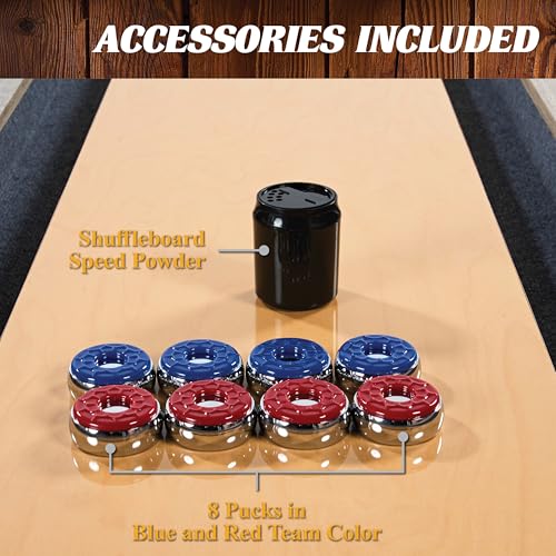 Barrington 9ft Shuffleboard Table with Scratch-Resistant Playfield and 8 Puck Set - size: 9 Ft. Monteray