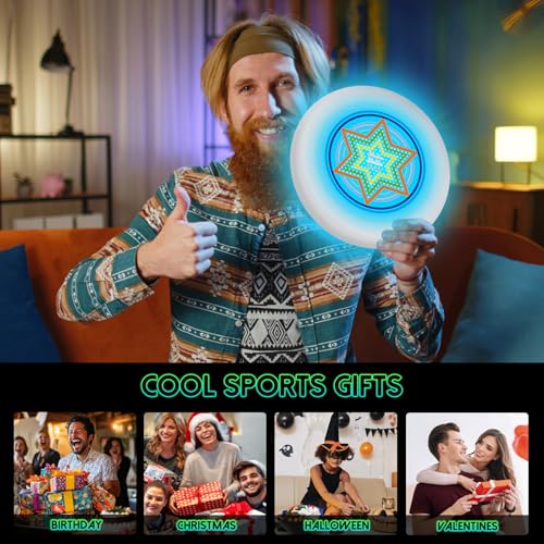 49LEDs Glow Flying Disc - Rechargeable Light Up Disc Toy with 3 Smart Modes, 175g Professional Design for Beach/Camping/Backyard Night Games
