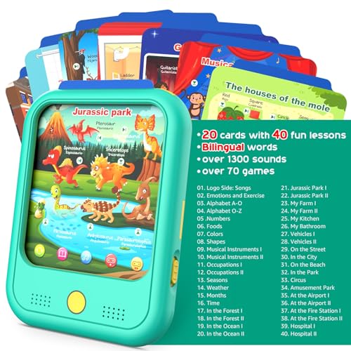 Kids Learning Tablet Educational Learning Pad for Toddlers 2-5 to Learn Alphabets, Numbers, Foods, Time, Music, Vehicles, Tablet Toy for Toddlers Ages 2 3 4 5 6 Years Old - style: Upgrade Version(20 lesson pages green)
